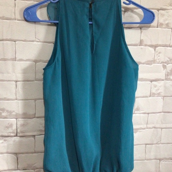 Mossimo teal turquoise aqua ruffle career sleeveless blouse top women’s size XS - Picture 3 of 5